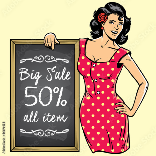 beautiful vintage girl lean on the blackboard