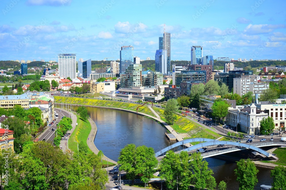 Obraz premium View from Gediminas castle to the new Vilnius