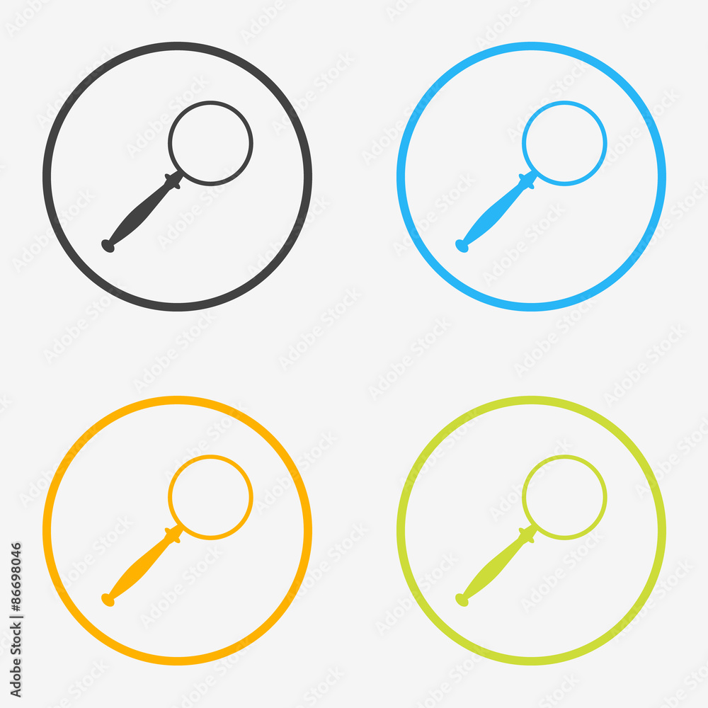 Magnifying glass round icons in different colors Magnifying glass round icons in different colors