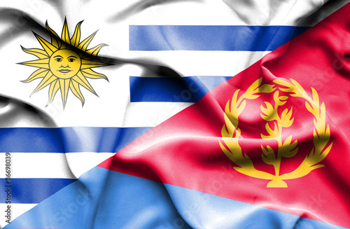 Free Download Waving flag of Eritrea and Uruguay - GFXLoad