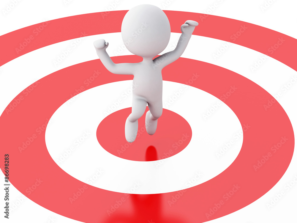 3d business people, happy jumping for the success in red target. 3d business people, happy jumping for the success in red target.