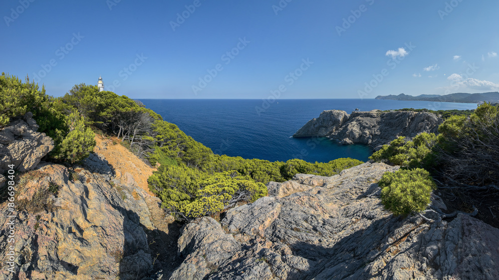 Punta de Capdpera, Majorca, Spain, a fragment of coast, panorama