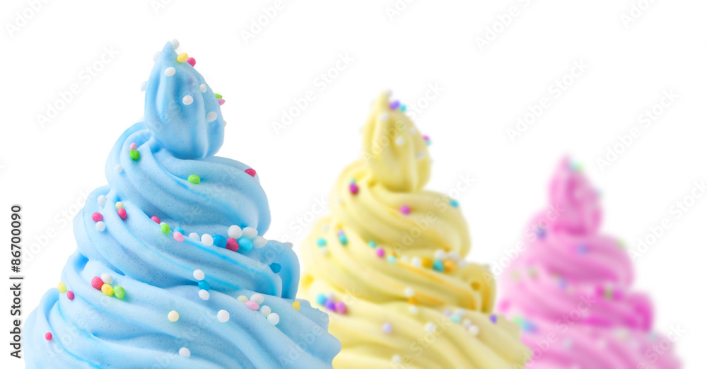 Ice-cream colorful with sprinkles dessert food isolated Ice-cream colorful with sprinkles dessert food isolated