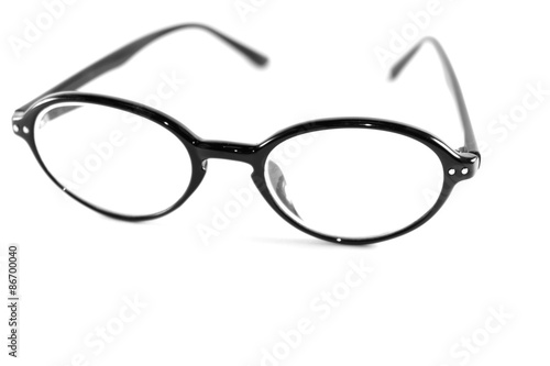 black glasses on white background