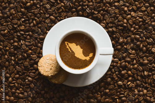 Obraz na płótnie Still life - coffee with map of Mexico w salonie