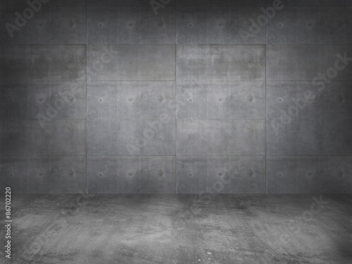 concrete wall with concrete floor,3d 