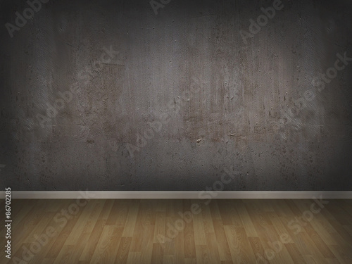 concrete wall with wood floor,3d