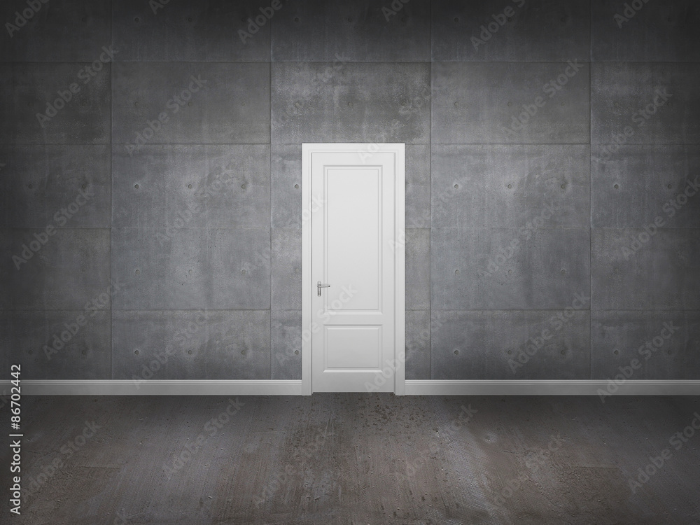 door on concrtete wall with concrete floor ,3d door on concrtete wall with concrete floor ,3d