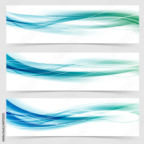 Modern abstract green blue line header collection