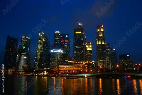 Fototapeta Naklejka Na Ścianę i Meble -  City by night Singapore, Skyline Singapore 2015 , evening night, cityscape