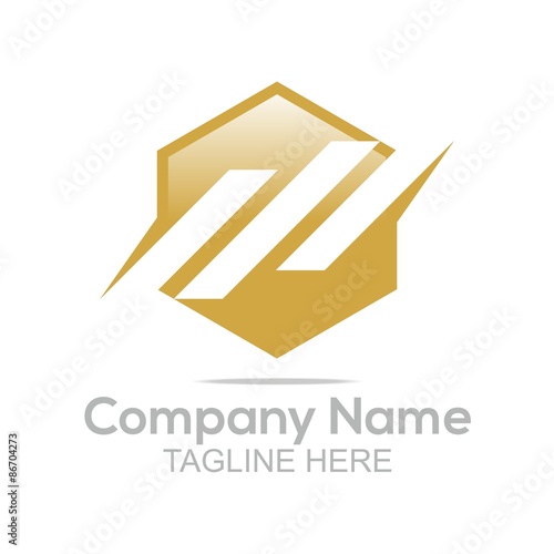 Logo Design Company Name Hexagon Shapes Line Gold Symbol Icon Abstract vector