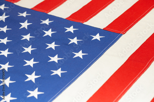 Close up studio shot of flag of United States