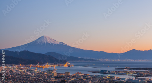 Mountain fuji and Shizuoka prefecture at sunrise