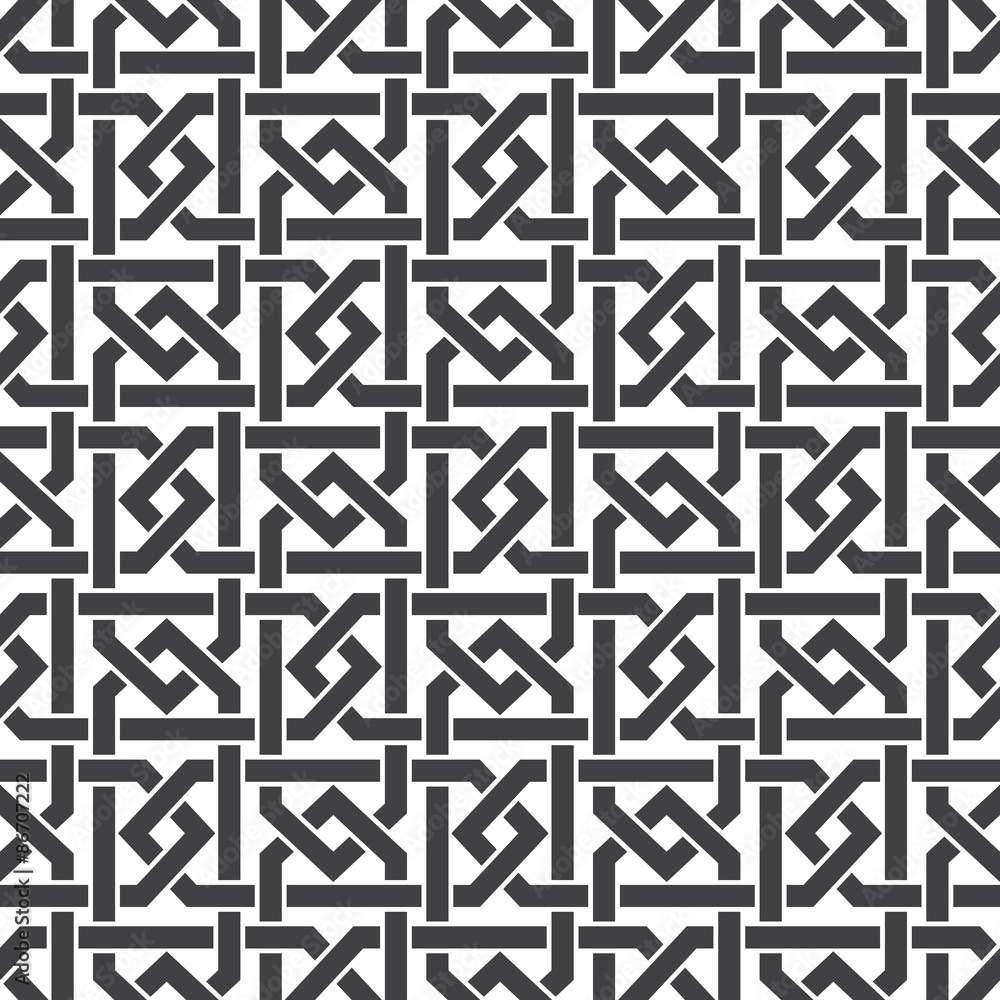 Seamless pattern of intersecting hexagonal braces with swatch for filling. Celtic chain mail. Fashion geometric background for web or printing design.
