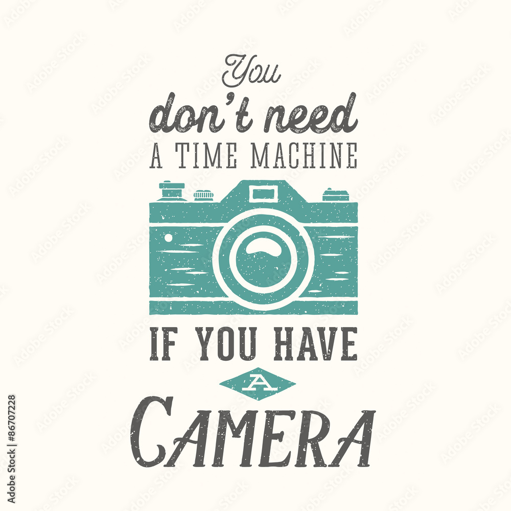 Vintage Camera Photography Vector Quote, Label, Card or a Logo