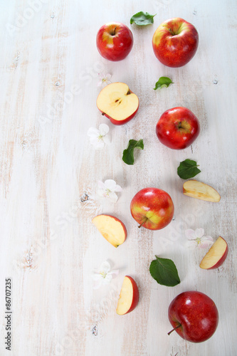 Apples on a wooden table