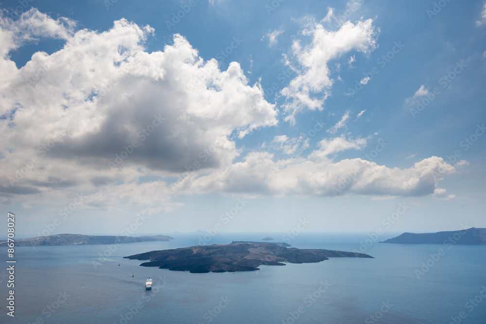 Nea Kameni, Vulkankrater Santorin