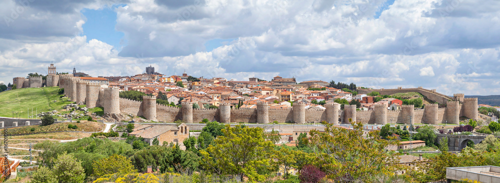 Panorama of fortified medieval city Avila