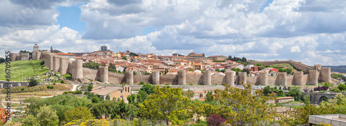 Panorama of fortified medieval city Avila