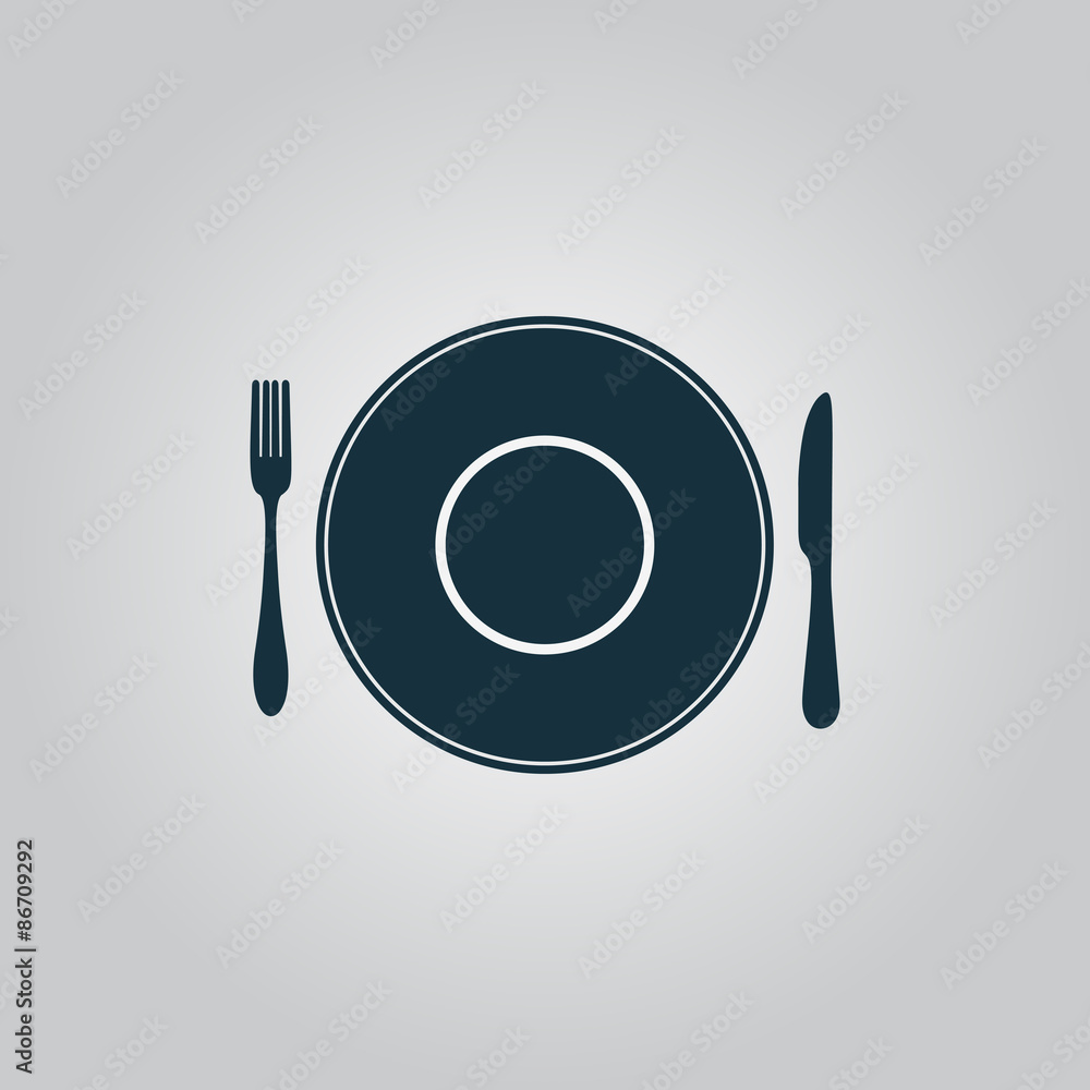 Plate dish with fork and knife
