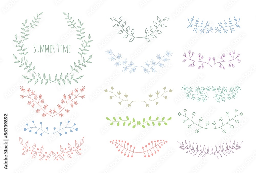 Fototapeta premium Hand drawn vintage floral elements. 