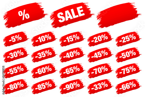 Red Brushstrokes Set "Sale" Minus