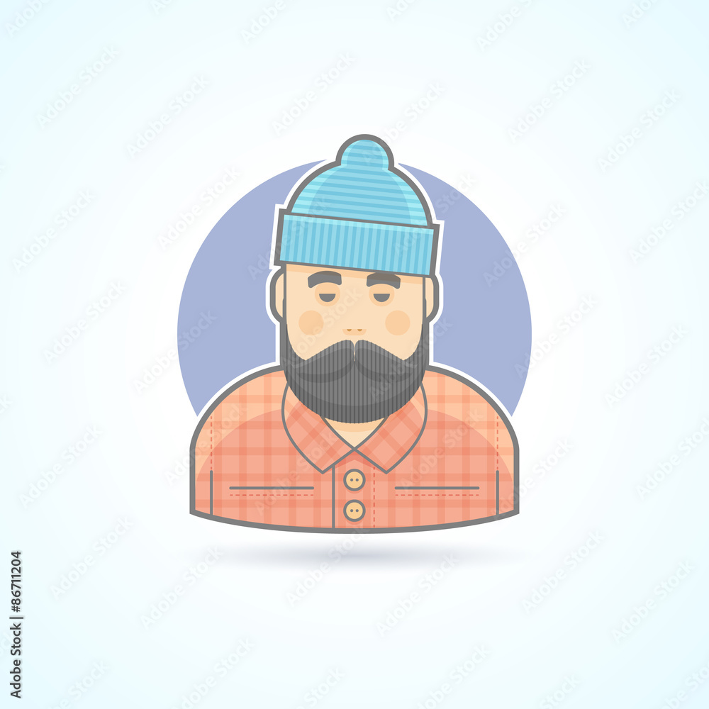 Lumberjack, man with beard, hipster, woodman icon. Avatar and Lumberjack, man with beard, hipster, woodman icon. Avatar and