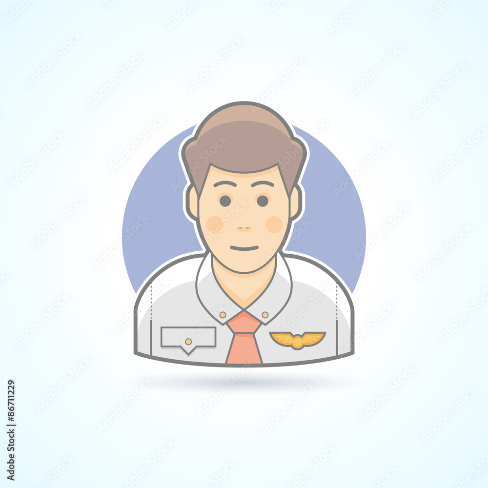 Steward, pilot, servant icon. Avatar and person illustration