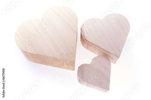 heart wood box of love isolated on white background