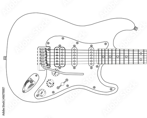 Canvas Print Electric Guitar Outlines