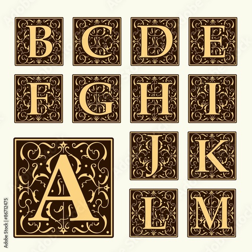 Vintage set capital letters,  Monograms and beautiful  font. 