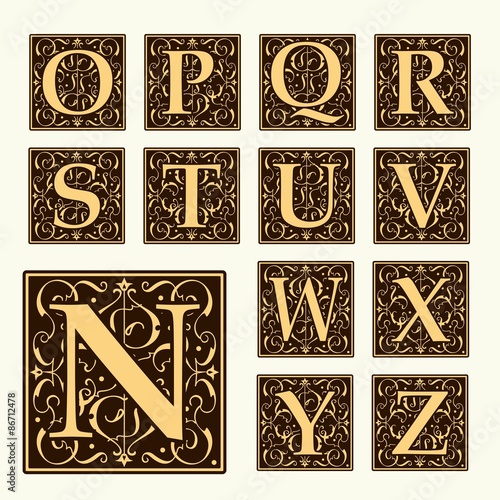 Vintage set capital letters,  Monograms and beautiful  font. 
