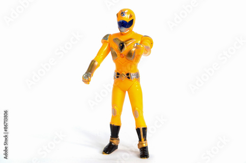 Fotografia, Obraz Robot Toys Yellow isolated white background