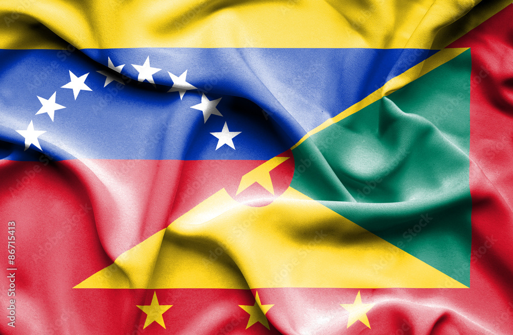 Waving flag of Guernsey and Venezuela Waving flag of Guernsey and Venezuela