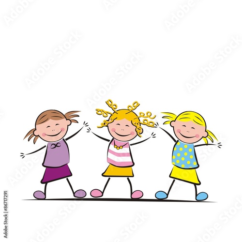 three jumping girls