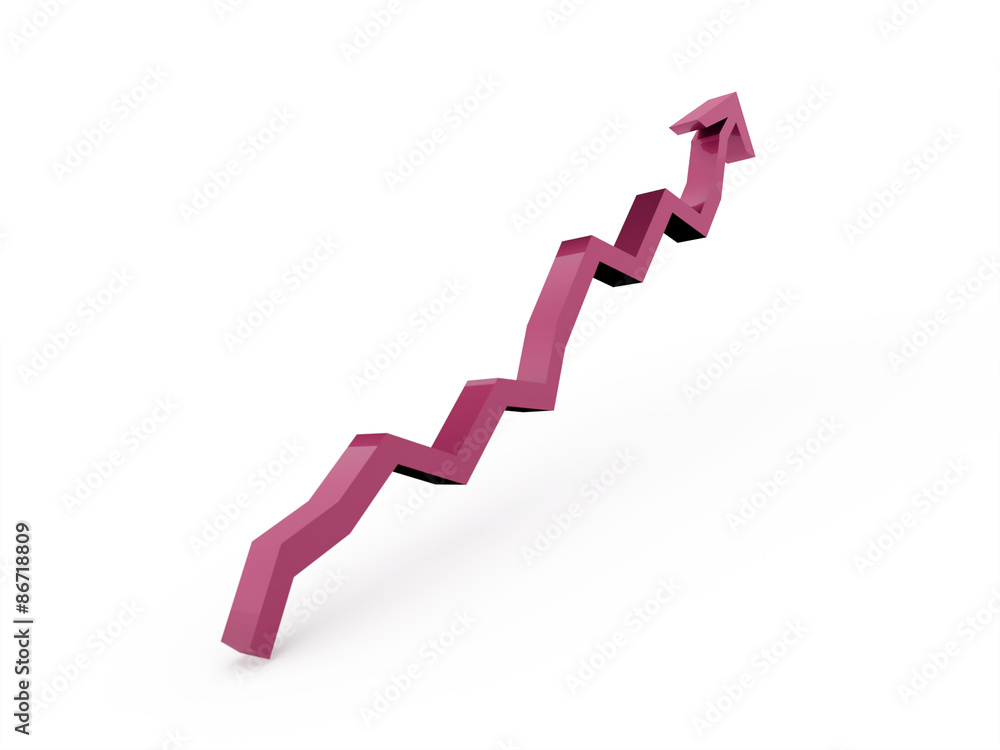 Pink business graph chart arrow rendered Pink business graph chart arrow rendered