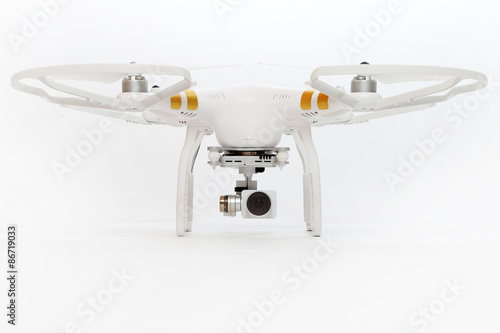 Drone quadrocopter with high resolution digital camera. New tool for aerial photo and video. 