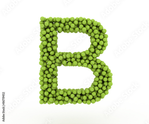 The letter B tennis balls on a white background.