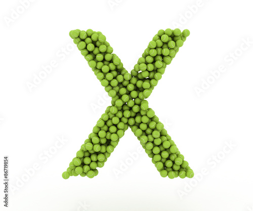 The letter X tennis balls on a white background.