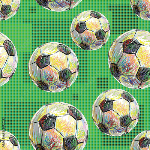 Football. Seamless pattern of soccer balls