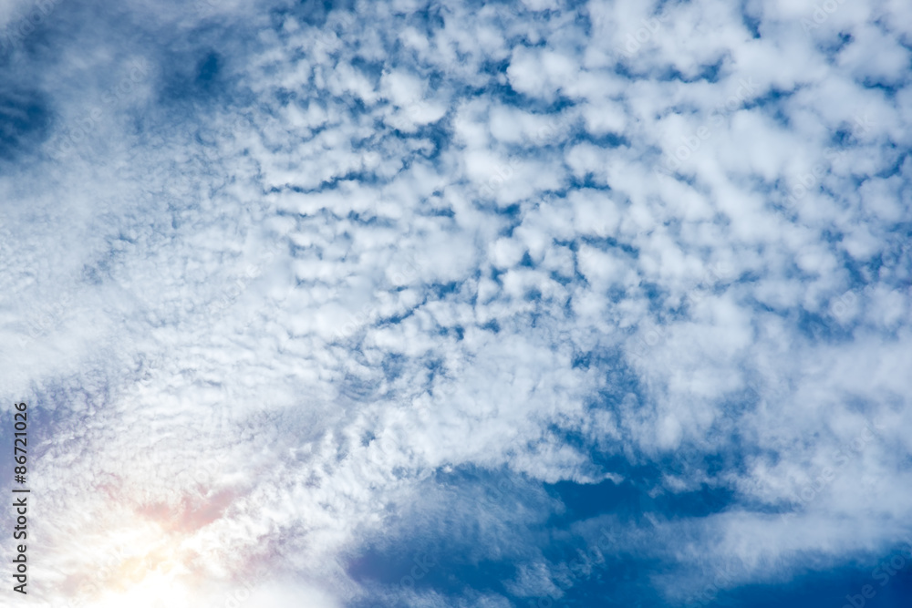 Cloud an Blue sky with sun ray ,Natural background