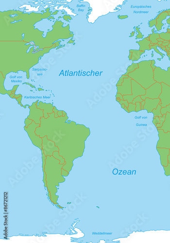 Atlantischer Ozean als Karte