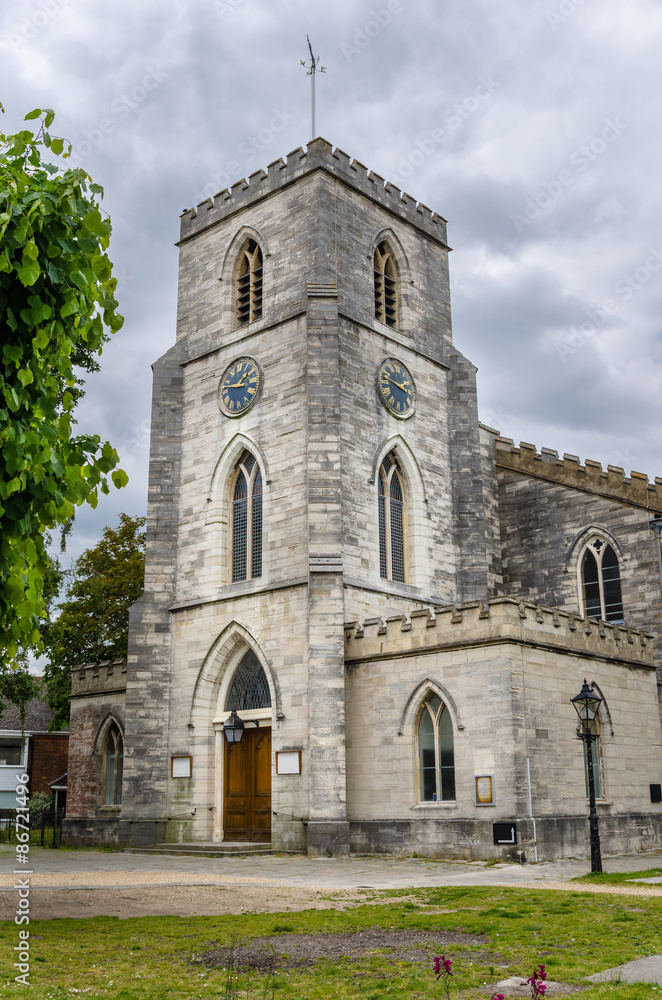 St James's Church in Poole and Cloudy Sky