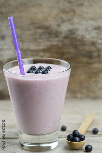 Blueberry smoothie with berries. Healthy vegetarian food, diet.