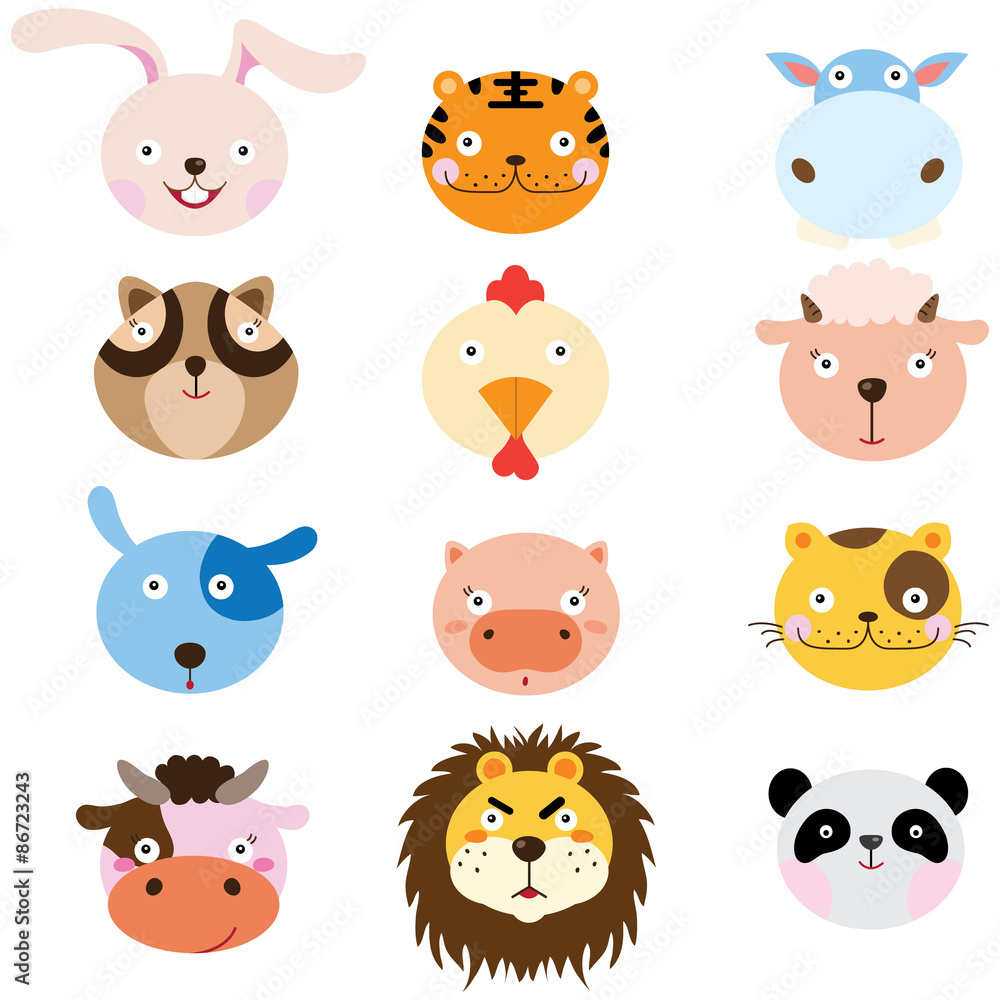 Cute Animal Heads Element Cute Animal Heads Element