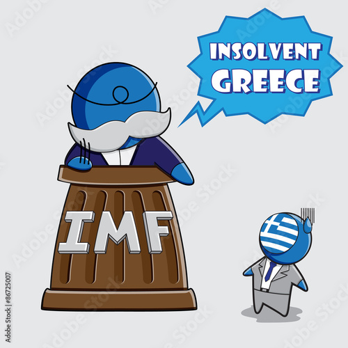 IMF verdict to Greece. vector illustration