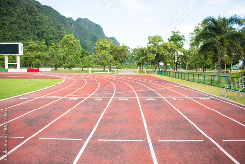 Running track in outdoor stadium