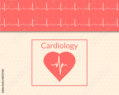 Cardiology concept. Medical background of the heart and ECG graph.