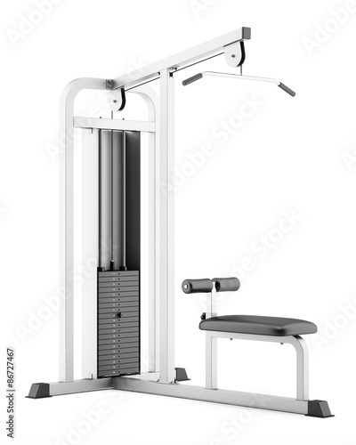 gym pull-down machine isolated on white background