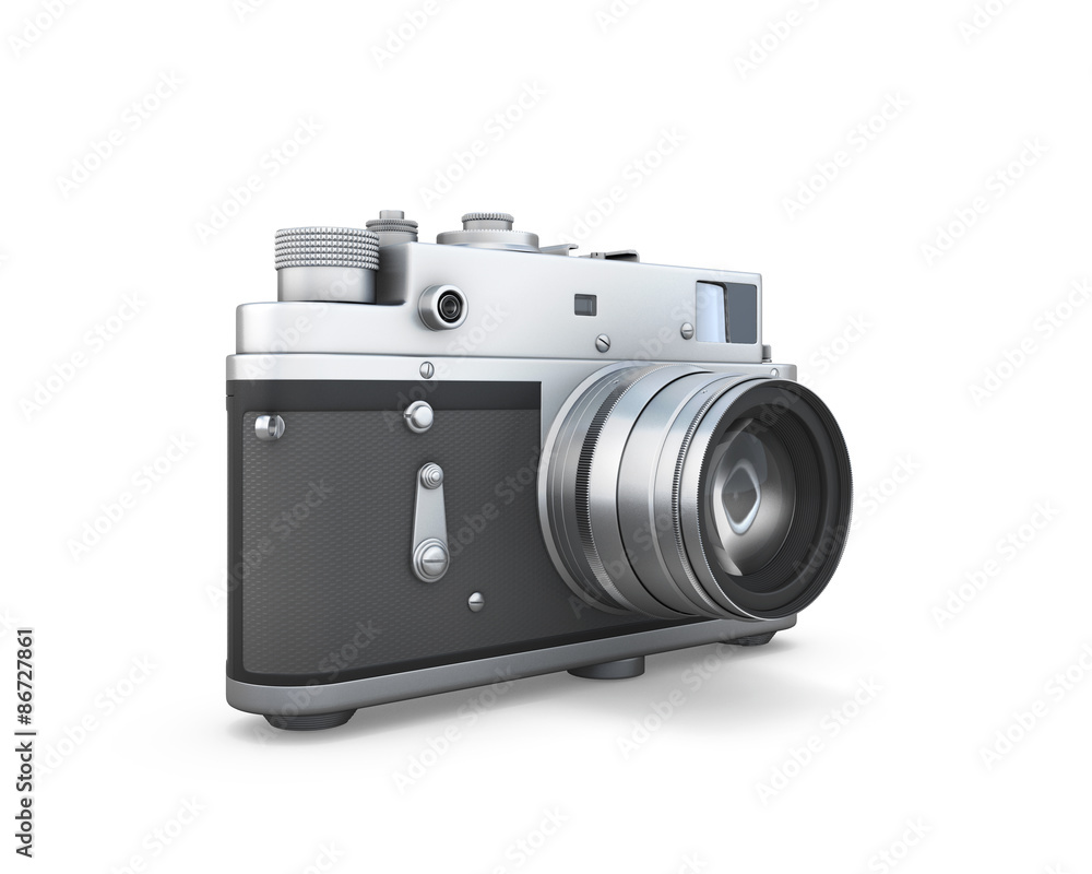 Old photo camera isolated